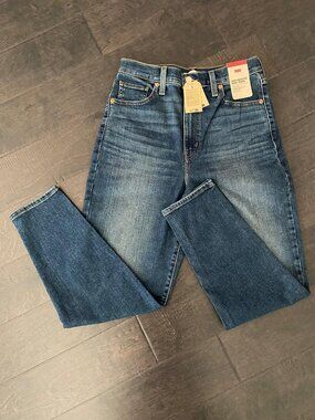 NEW Women's Levi's High Waisted Mom Jeans, Dark Blue, Size 27, 29